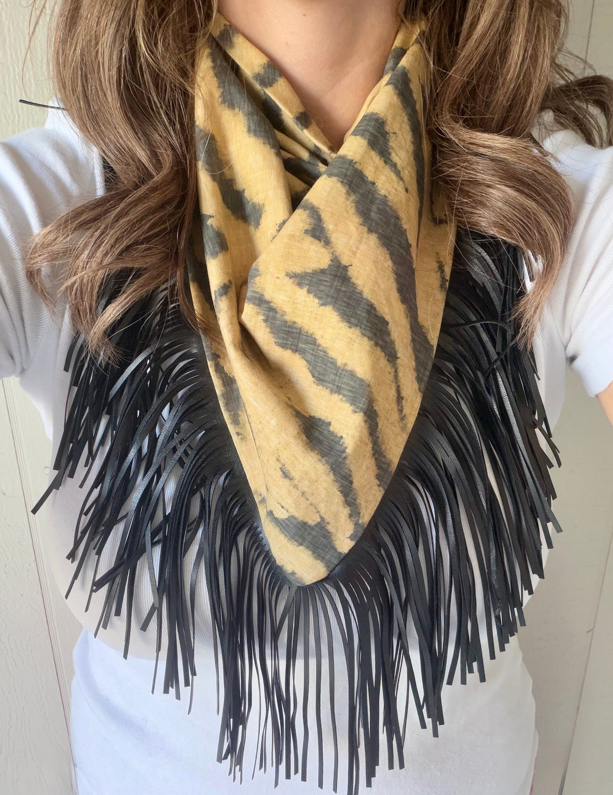 Leather Fringe Game Day Scarf