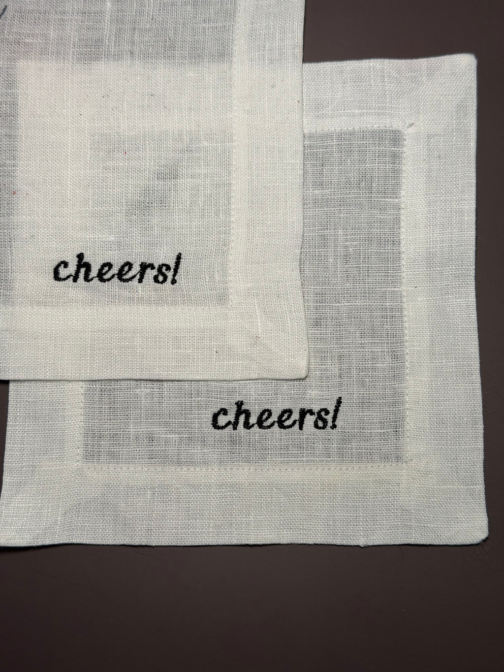 Embroidered Linen Cocktail Napkins | Set of 4