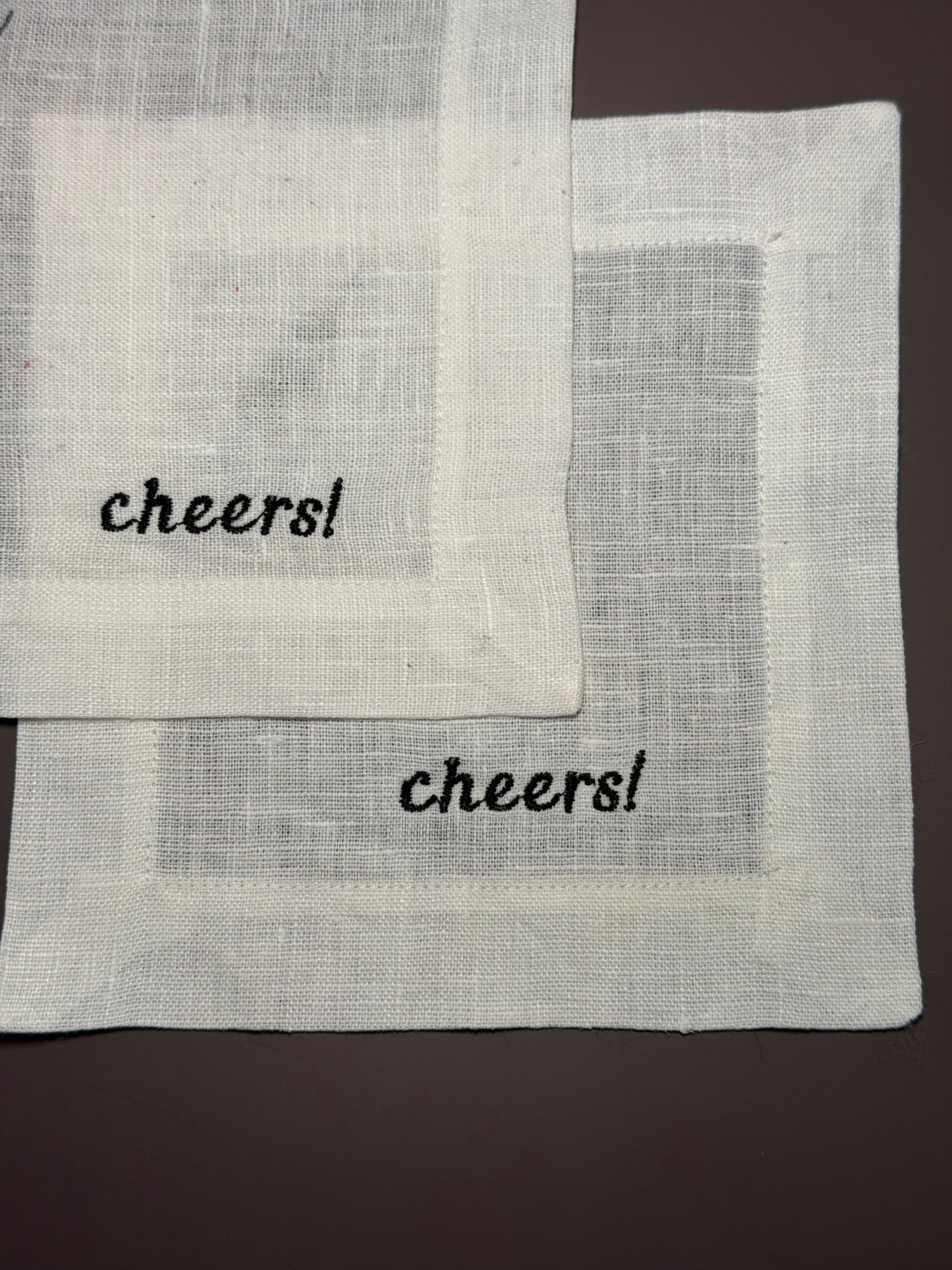 Embroidered Linen Cocktail Napkins | Set of 4