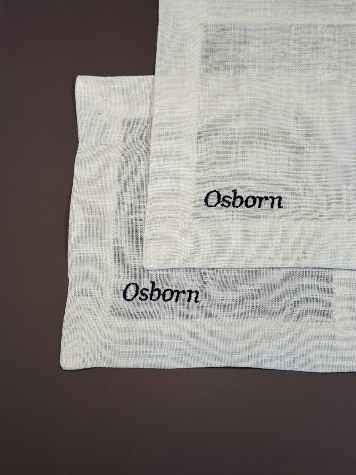 Embroidered Linen Cocktail Napkins | Set of 4